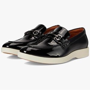 Stacy Adams Slayton Black Patent Leather Loafers with White Soles MocToe Slip on